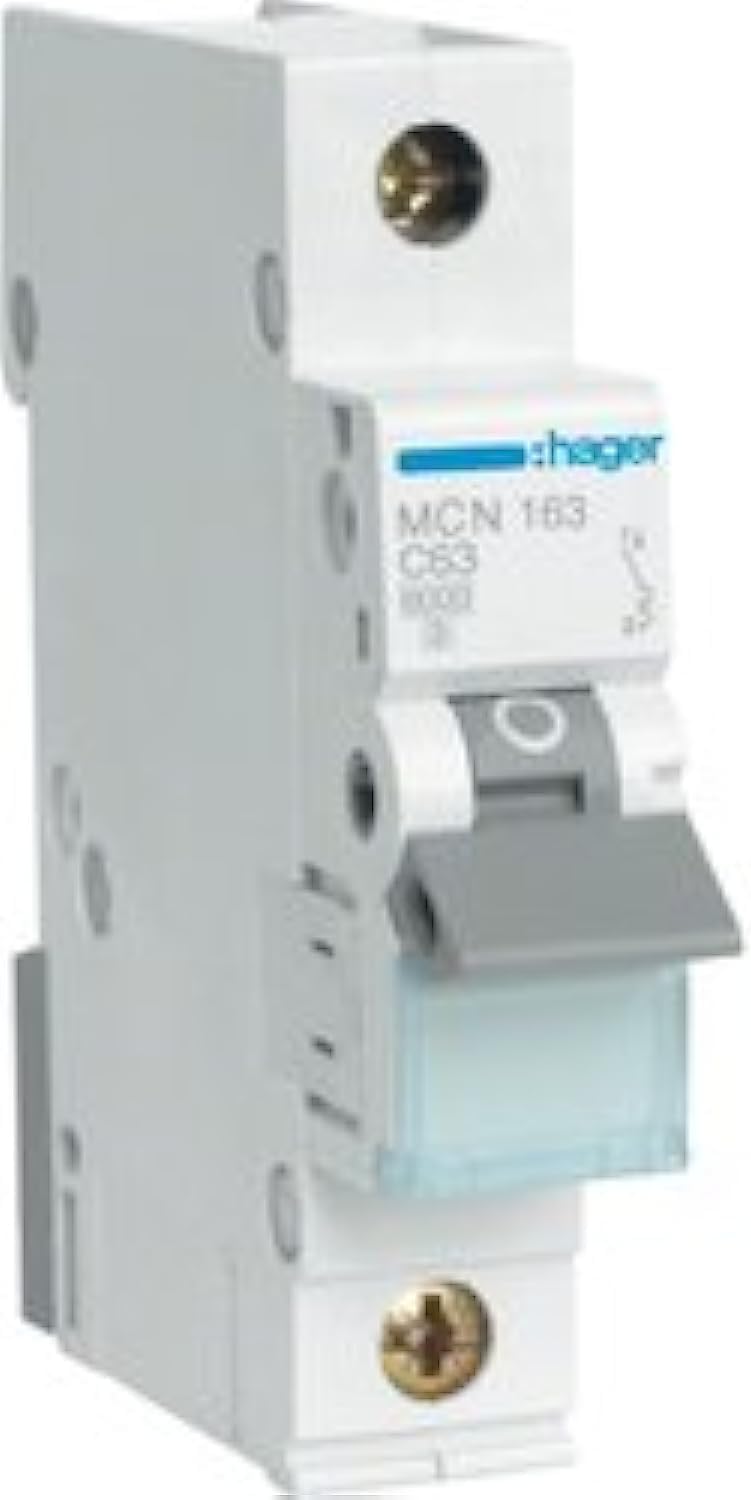 Hager MCN163 1P Miniature Circuit Breaker - 63A Electric Switch - Image 2